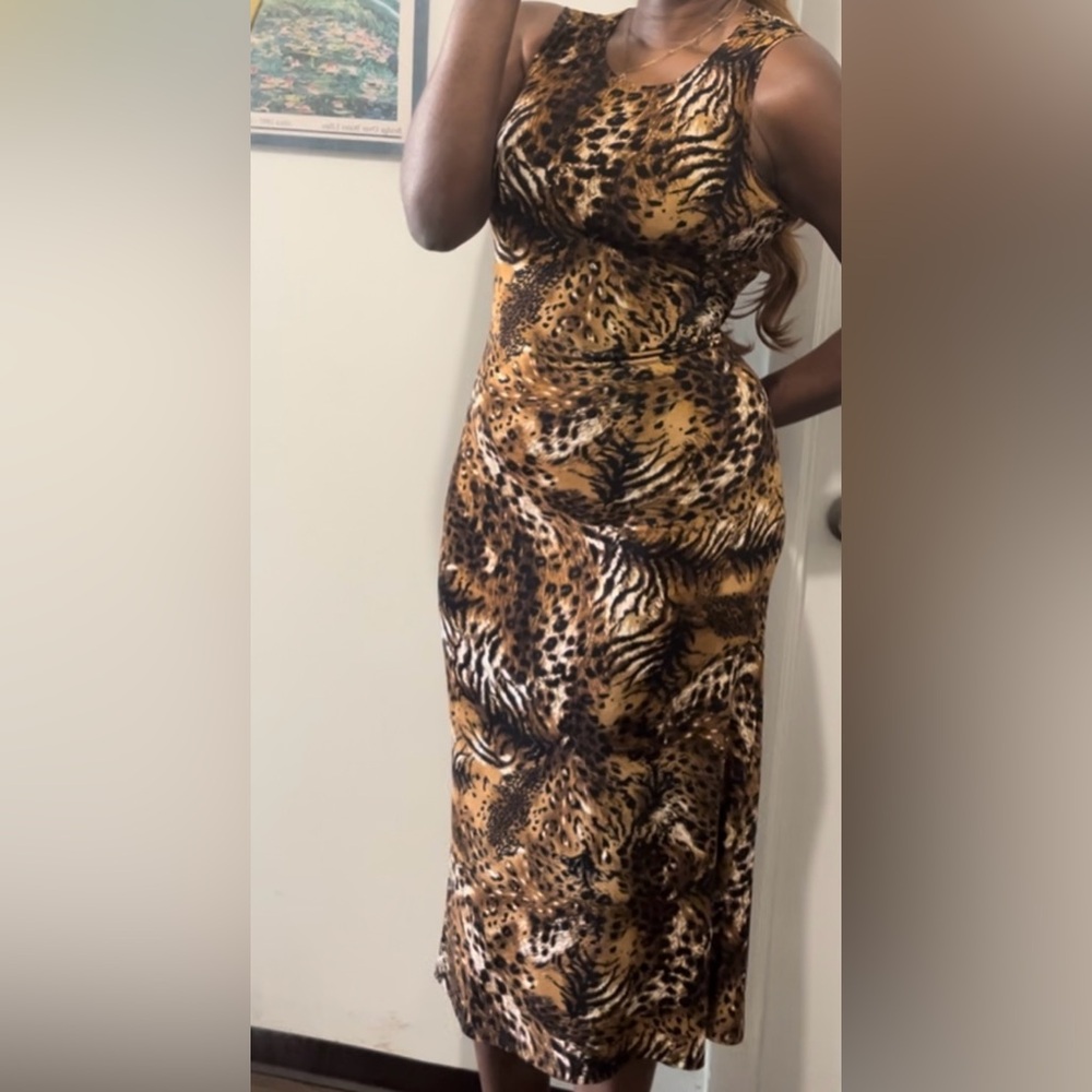Studio Works Strapless Animal Print Dress